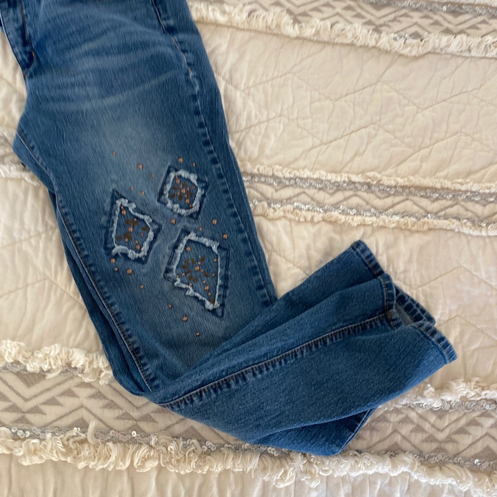 Embellished Cropped Skinny Jeans